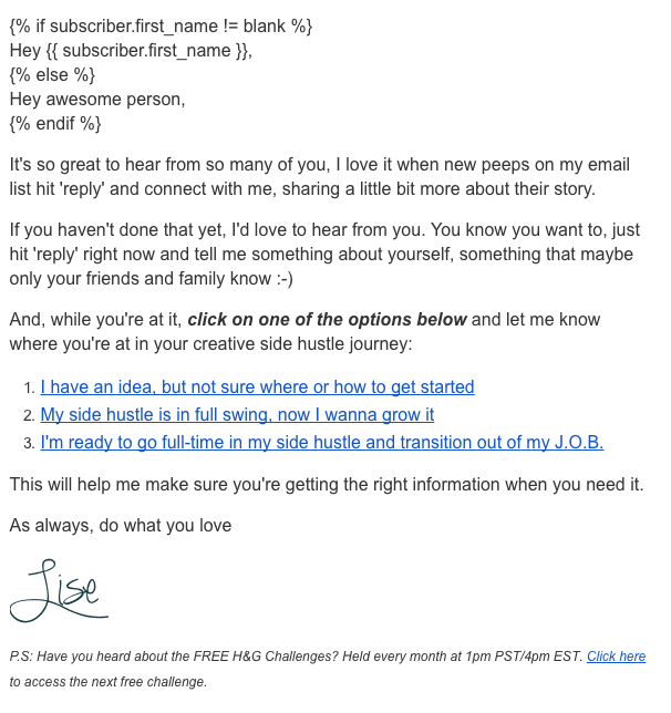 Example of link trigger email automation rule