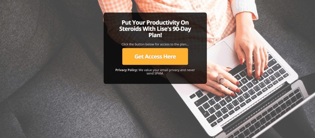 Landing page example to start an email list